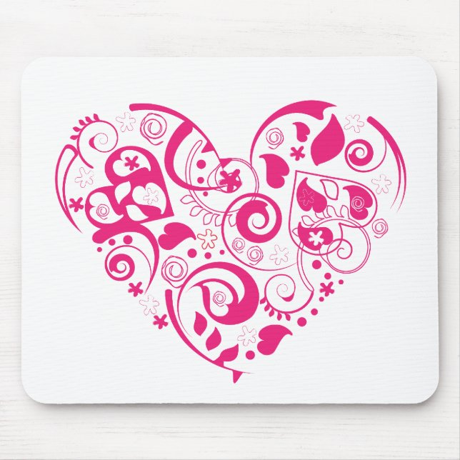 Mousepad mit rotem dekorativem Herzen (Vorne)