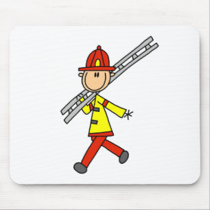 Mousepad mit Stockfigur-Feuerwehrmann mit Leiter