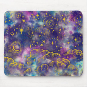Mousepad "Moon and Stars" (Goldfarben)