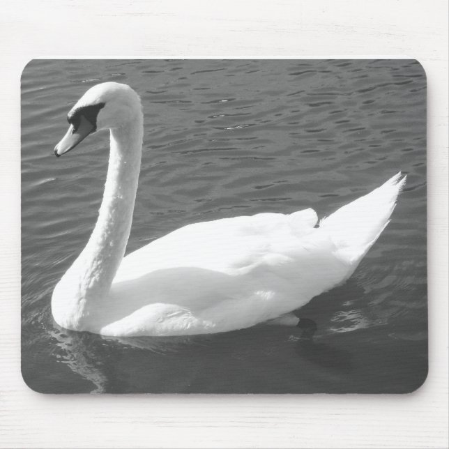 Mousepad oder Mousemat - Swan in Schwarz & Weiß (Vorne)