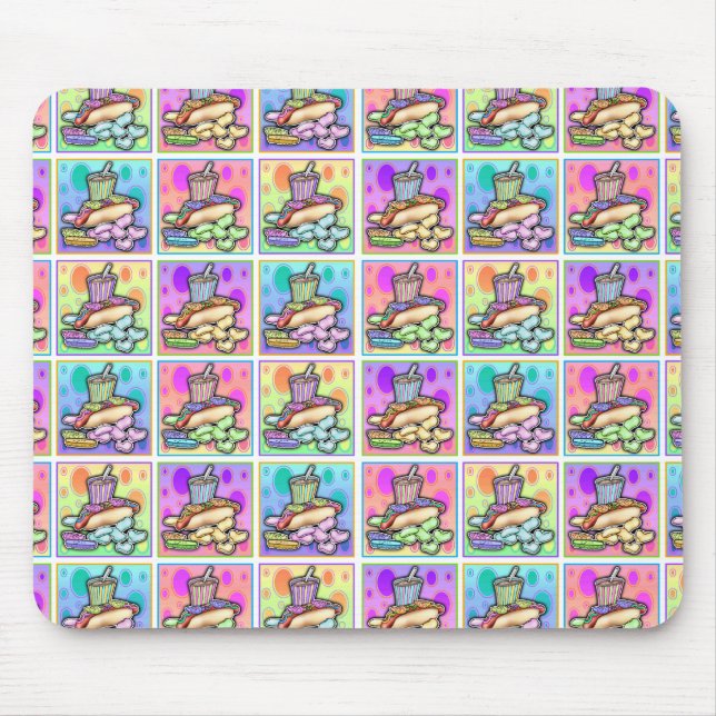 Mousepad - Pop Art Hot Dog mit Chips und einem Dri (Vorne)
