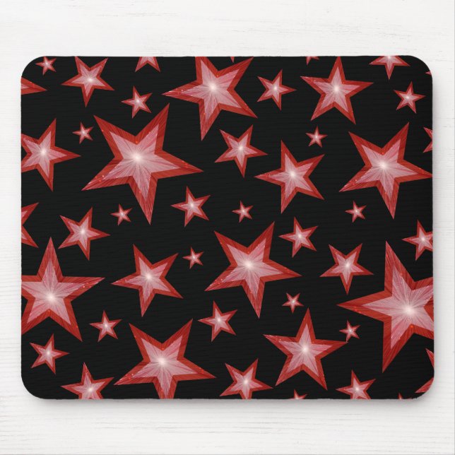 Mousepad Red Stars schwarz (Vorne)