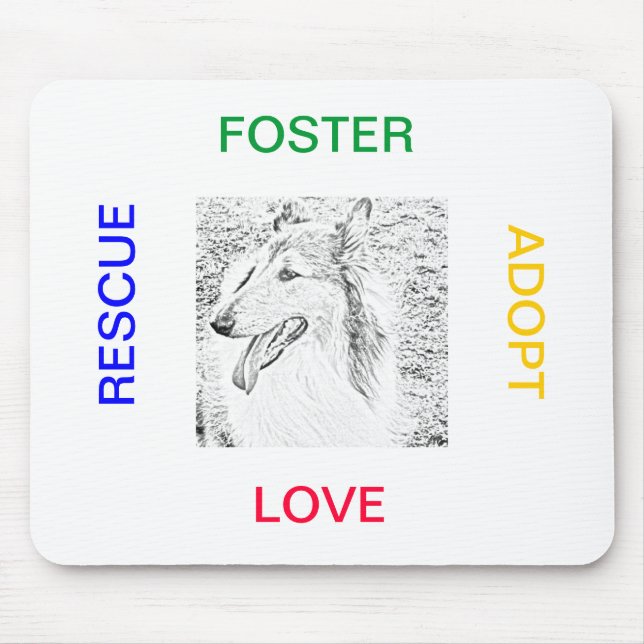 Mousepad - Rettung, adoptieren, Pflege, Liebe (Vorne)