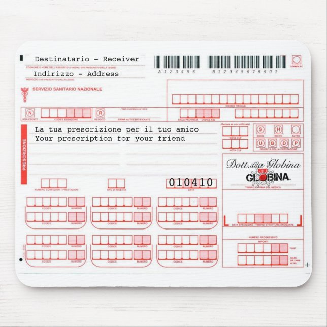 Mousepad ricetta medica - italienische Verordnung (Vorne)