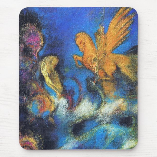 Mousepad: Roger & Angelica 2 von Odilon Redon Mousepad (Vorne)