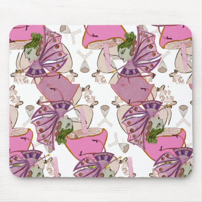 Mousepad rosa Pilzfeen Design (Vorne)
