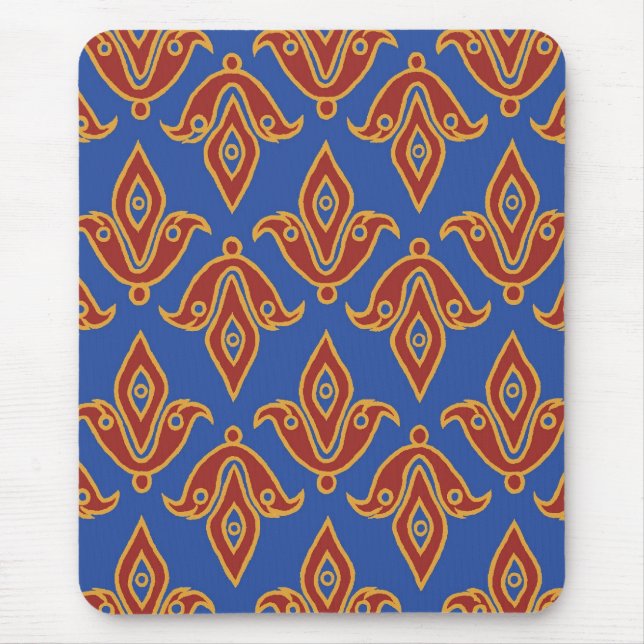 Mousepad, Rot, Gold, Blauer Fleur de Lys Mousepad (Vorne)