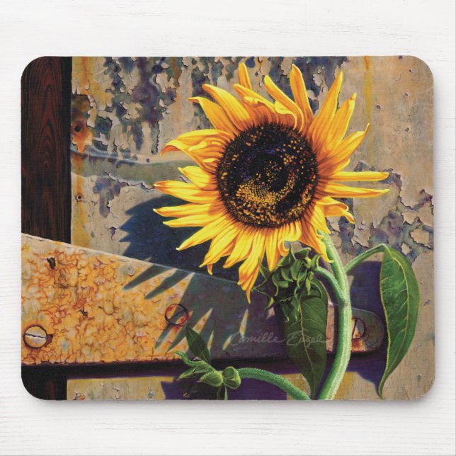Mousepad Sonnenblume-Blume, die Camille Engel malt (Vorne)