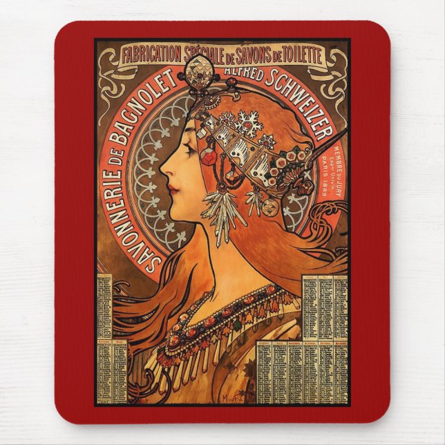 Mousepad Vintag Art Alfons Mucha (Vorne)