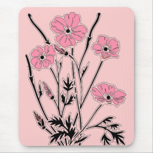 Mousepad Vintag Art Pink Poppies