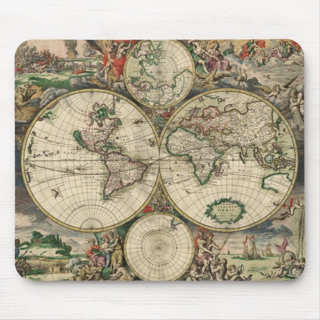 Mousepad Vintage Weltkarte 1689 (Vorne)
