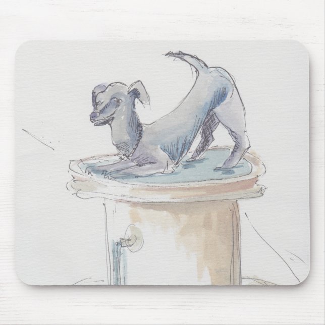 Mousepad Watercolor Sketch "Dog Fountain London" (Vorne)