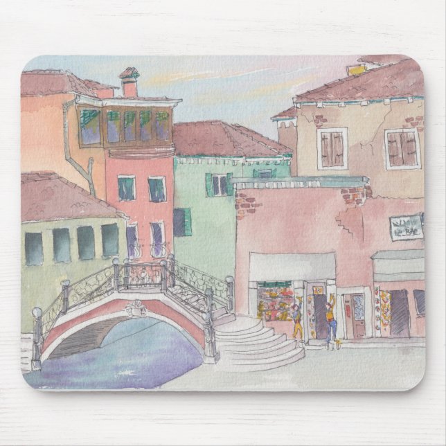 Mousepad Watercolor Sketch "Shopping/Italien" (Vorne)