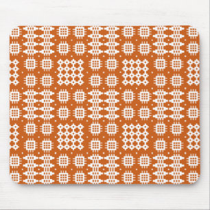 Mousepad: Welsh Tapestry Pattern, Brick Red, White Mousepad