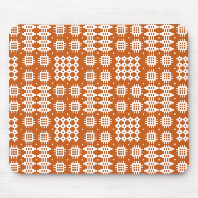 Mousepad: Welsh Tapestry Pattern, Brick Red, White Mousepad (Vorne)