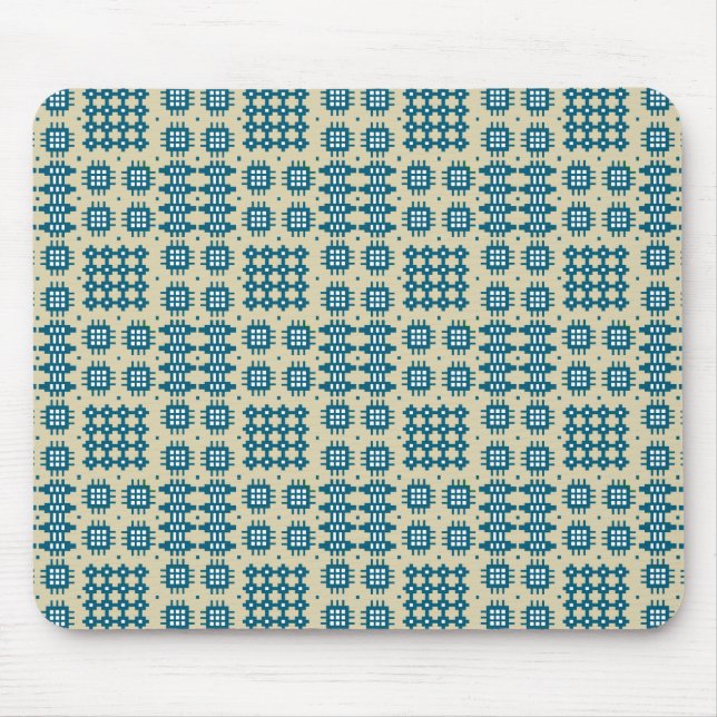 Mousepad: Welsh Tapestry Pattern, Marine, Taupe Mousepad (Vorne)