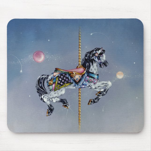 Mousepads - graues Stuten-Karussell-Pferd (Vorne)