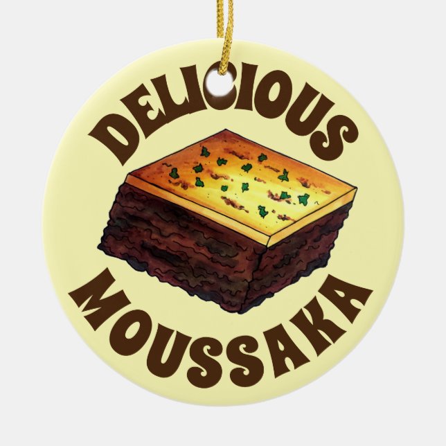 Moussaka Griechisch Mittelmeer Food Eggplant Potat Keramik Ornament (Vorne)