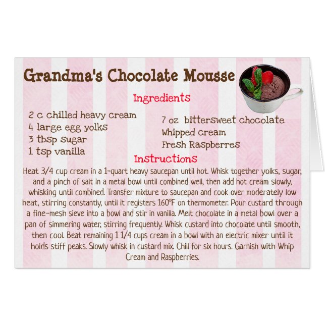 Mousse-Rezeptkarte (Vorderseite (Horizontal))