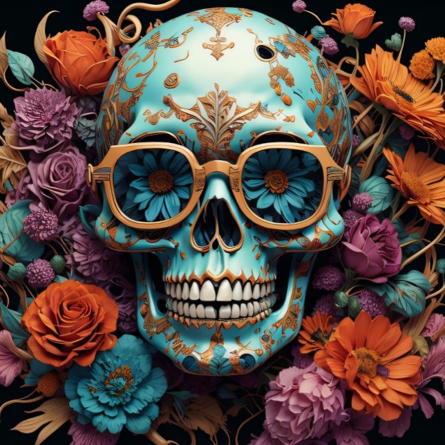 Mousseline Blume Skull-Papiertaschentuch blau Seidenpapier (Von Creator hochgeladen)