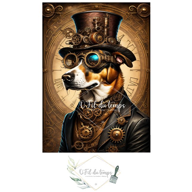 Mousseline Cute Dog Steampunk Hat Tissue Paper Seidenpapier (Von Creator hochgeladen)