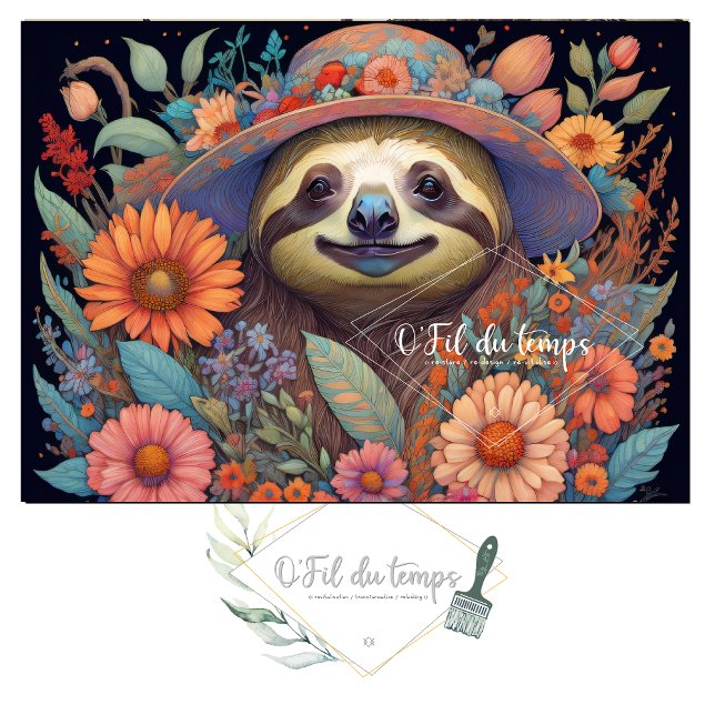 Mousseline Cute Sloth & Flower Hat v5 Tissue Paper Seidenpapier (Von Creator hochgeladen)