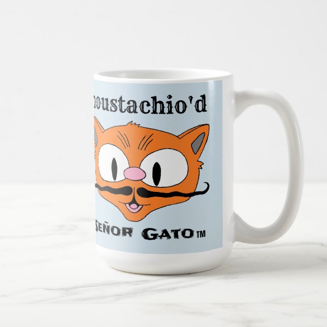 "moustachio'd" Señor Gato handlebar mustache cat Kaffeetasse (Rechts)