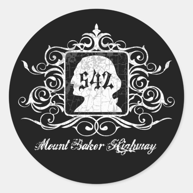 Mout Baker Highway - grungy Runder Aufkleber (Vorderseite)