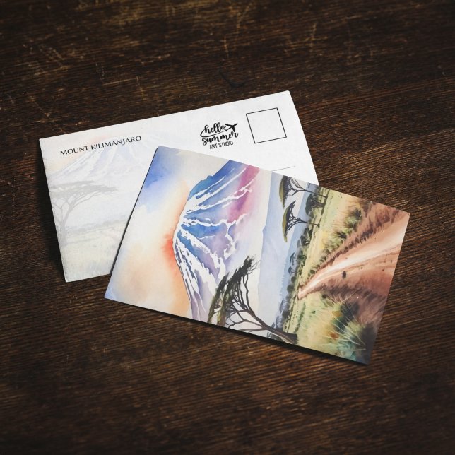 Mout Kilimanjaro Tansania Wasserfarben Postkarte (Von Creator hochgeladen)