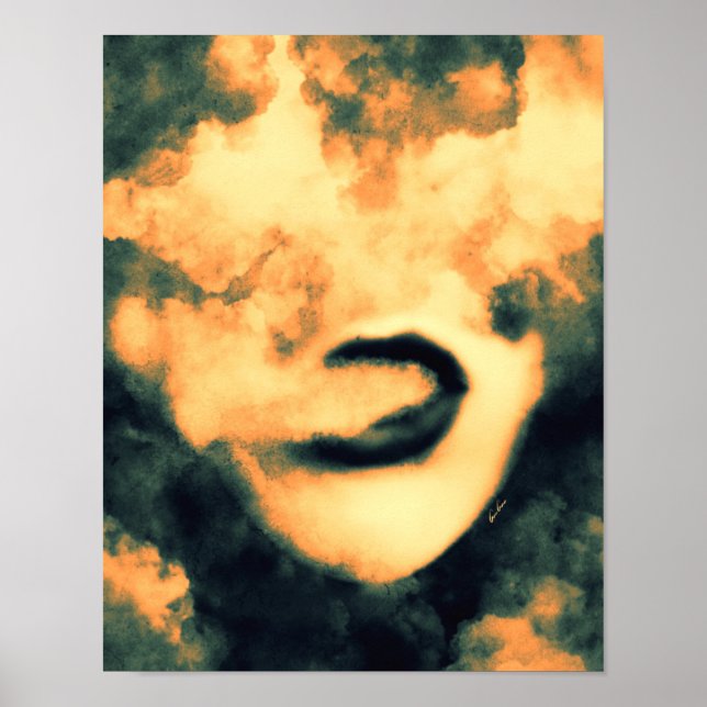 Mouth Smoke Vape Grunge Art Poster (Vorne)