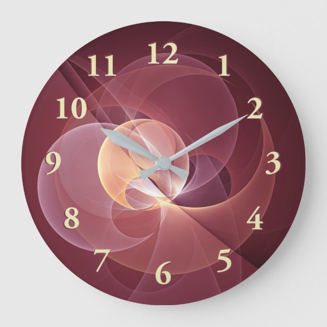 Movement Abstrakt Modern Wine Red Pink Fraktal Kun Große Wanduhr (Vorderseite)