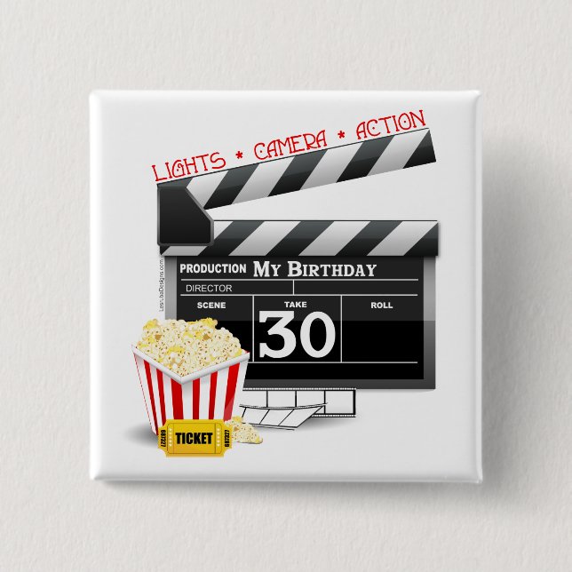 Movie Birthday Party 30. Geburtstag Button (Vorderseite)