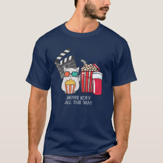 Movie Buff Cat mit Popcorn und Drinks T-Shirt