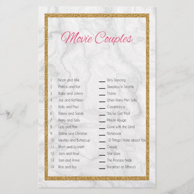 Movie Couple Matching Brautparty Game Briefpapier (Vorderseite)