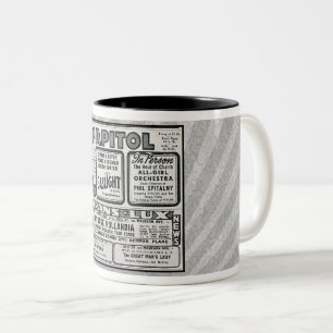 MOVIE DER 40ER JAHRE LISTIERT NEUSPAPER AD ZWEIFARBIGE TASSE