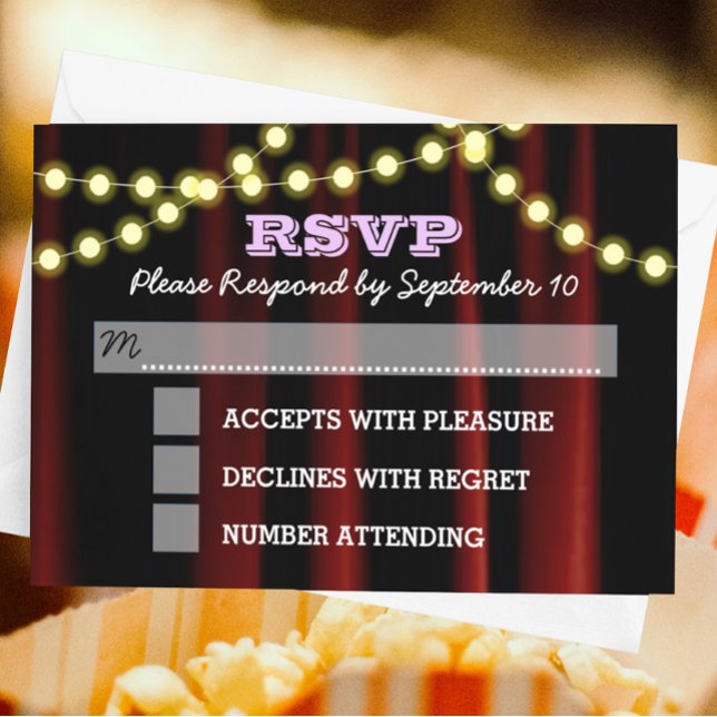 Movie Lights Lilac Bat Mitzvah RSVP Karte (Von Creator hochgeladen)