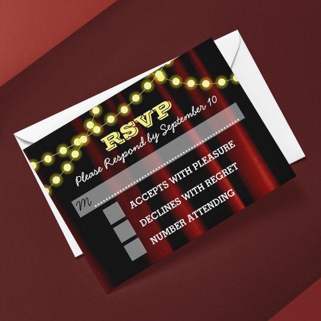 Movie Lights Yellow Bar Mitzvah RSVP Card Karte (Von Creator hochgeladen)