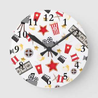 Movie Lover Pattern Runde Wanduhr