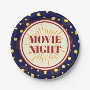 Movie Night Birthday Party - Feuerwerk Popcorn Pappteller
