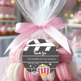 Movie Night Birthday Party For Girls Runder Aufkleber