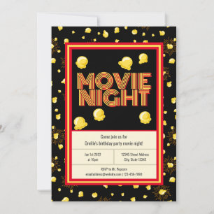 Movie Night Birthday Party - Marquee Popcorn Einladung