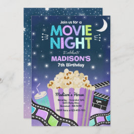 Movie Night Birthday Party Movie Sleepover Popcorn Einladung