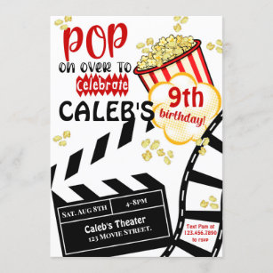 Movie Night Cinema Popcorn  Geburtstagsparty Einladung