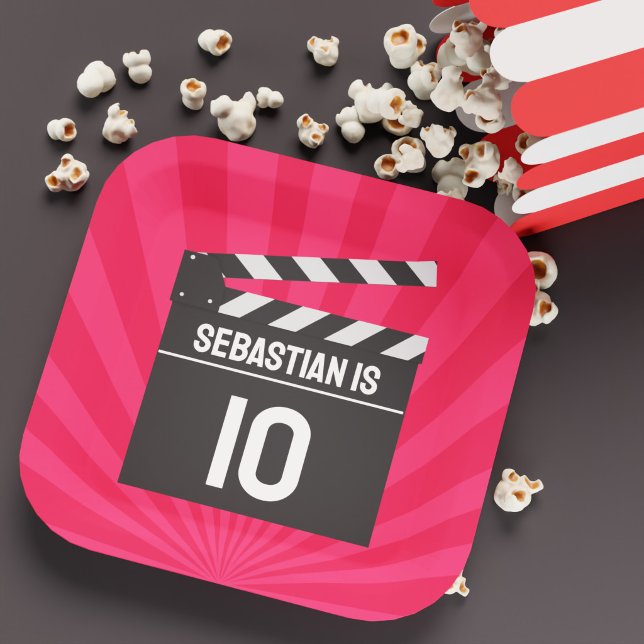 Movie Night Clapperboard Geburtstagsparty Pappteller (Red Movie Night Clapperboard Kids Birthday Party Paper Plates)