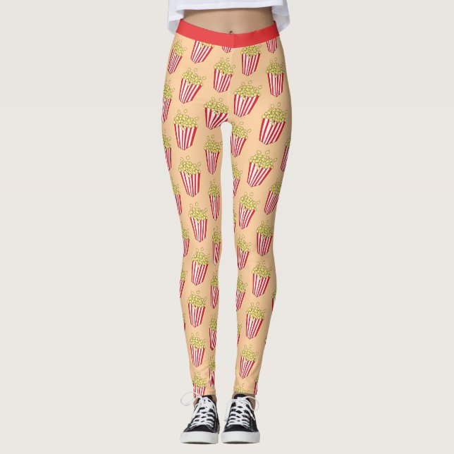 Movie Night Fun Popcorn Muster Leggings (Vorderseite)