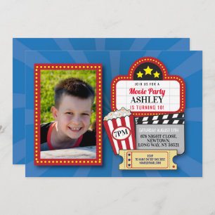 Movie Night Geburtstagsparty Jedes Alter Kino Foto Einladung