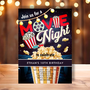 Movie Night Popcorn Kindergeburtstag Einladung