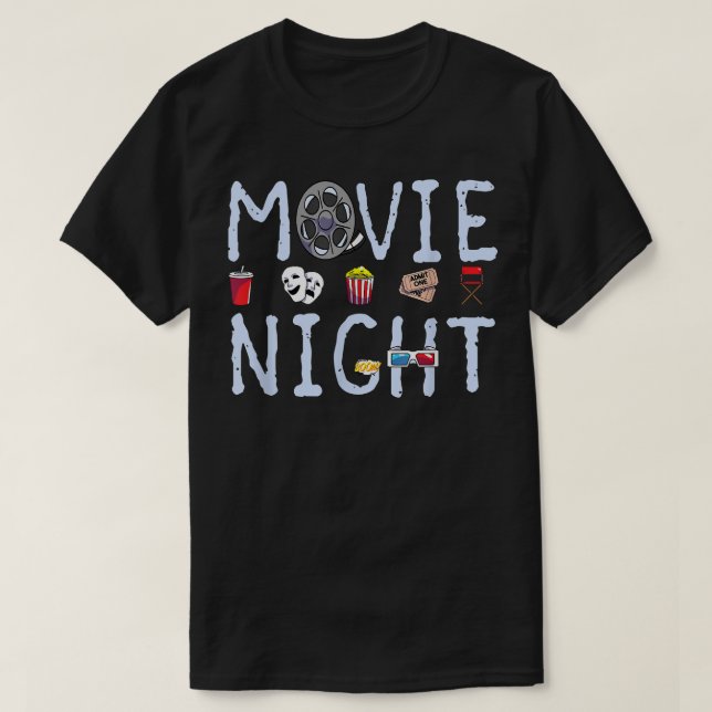 Movie Night Popcorn Tickets Family Cinema Time Fil T-Shirt (Design vorne)