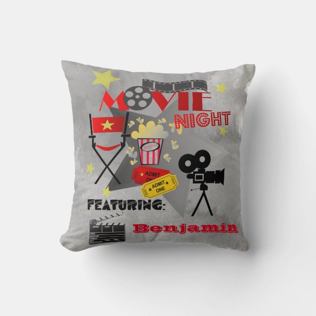 Movie Night Zuhause Theaterdesign mit Name Kissen (Vorderseite)