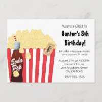 Movie Party Event Popcorn & Soda Pop Einladung
